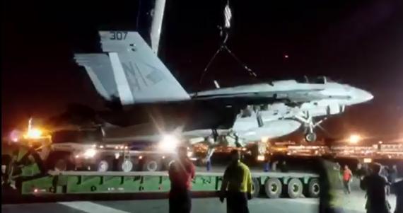Turk Heavy Transport Remove Crashed F-18 in Bahrain